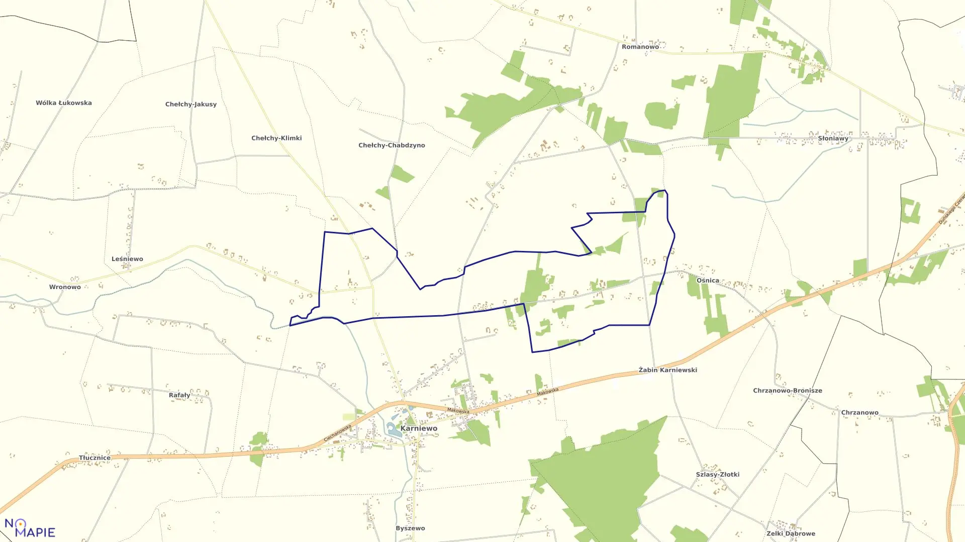 Mapa obrębu MALECHY w gminie Karniewo